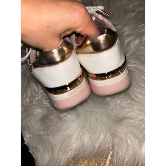 Michael Kors Womens Allie Trainer Pink Leather Lace-Up Sneaker Shoes Size 6 - Picture 3 of 6